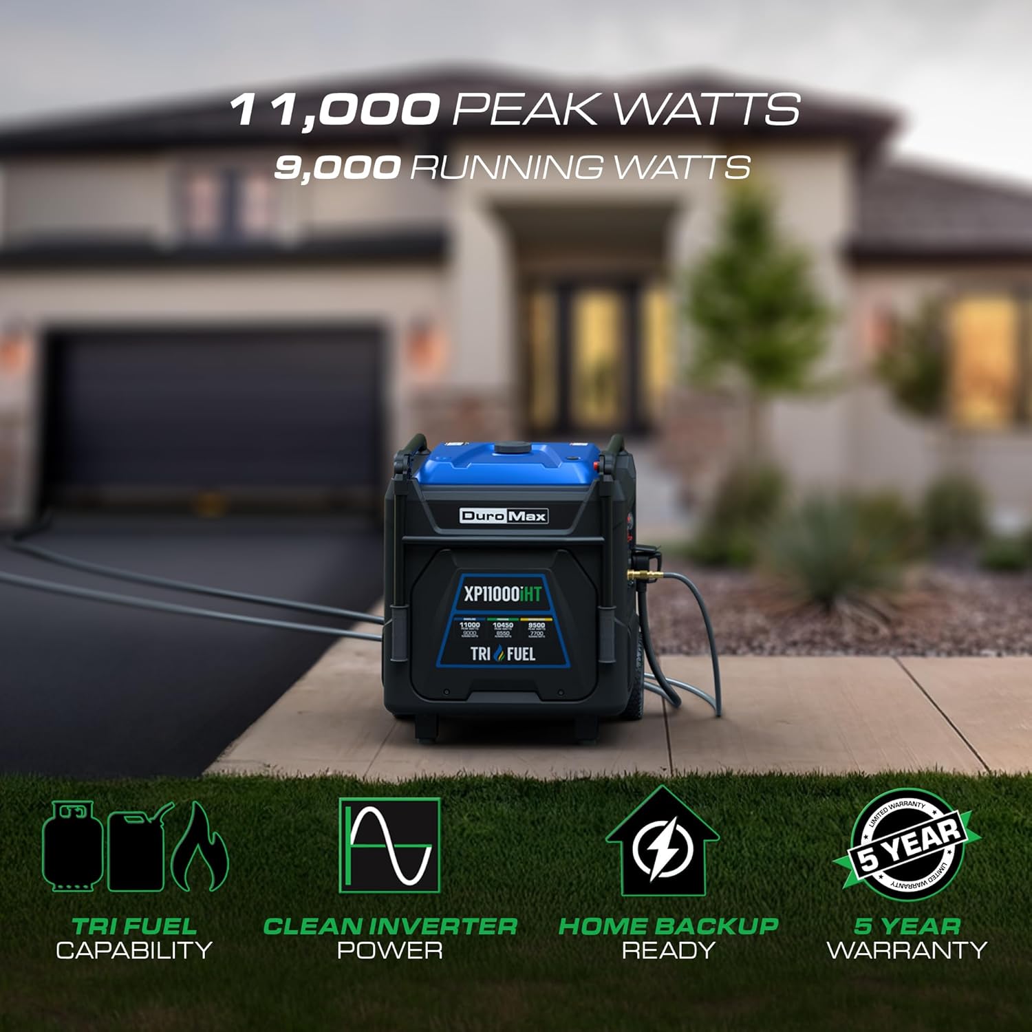 DuroMax XP11000iHT review key features — control panel and outlets up close