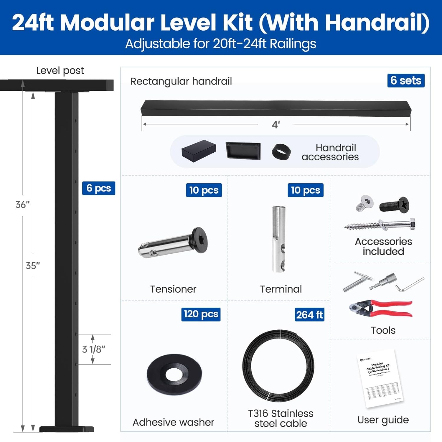 Muzata 20-24ft Cable Railing Kit Review: Pros & Cons Tested 2 muzata 20-24ft modular black cable railing kit review,muzata cable railing kit review and rating,is muzata cable railing kit worth buying,muzata cable railing review pros cons,muzata cable railing review honest opinion,muzata modular railing kit review verdict — design and build quality detail