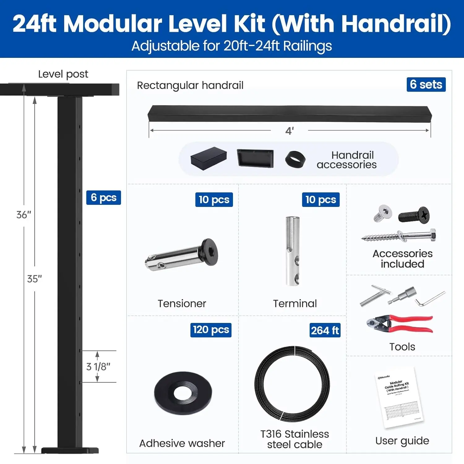 muzata 20-24ft modular black cable railing kit review,muzata cable railing kit review and rating,is muzata cable railing kit worth buying,muzata cable railing review pros cons,muzata cable railing review honest opinion,muzata modular railing kit review verdict — design and build quality detail